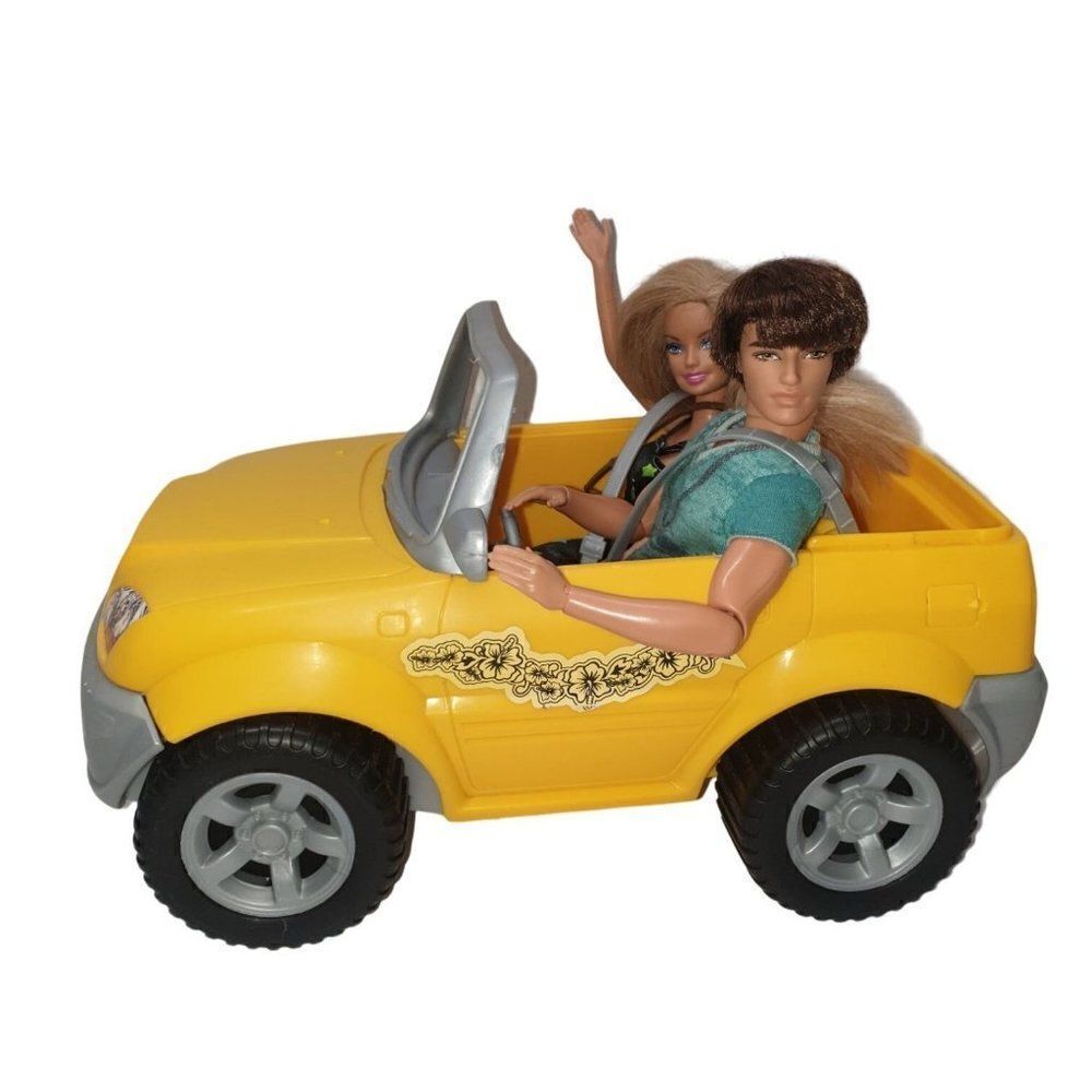 Barbie Dolls Ken Barbie Jeep Yellow 4x4 Cali Girl Sun 'N Sand Vehicle Playset